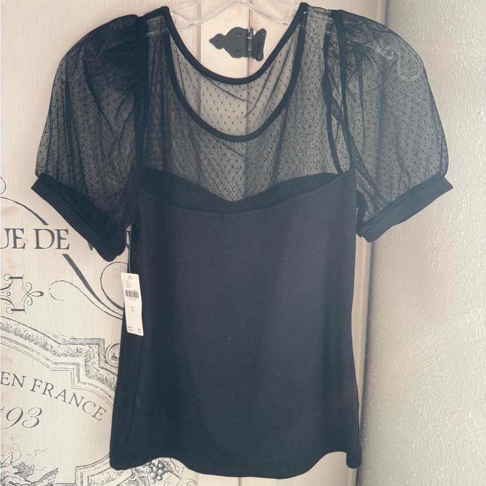 NWT Anthropologie Maeve Sheer Yoke Sweetheart Top